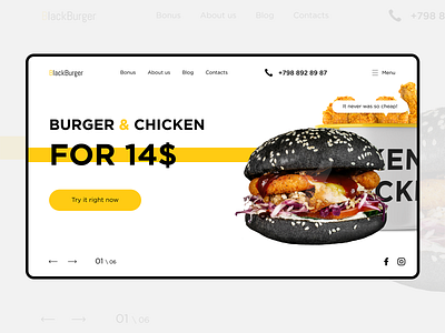 "BlackBurger" - Fast food Website/UI Concept app design figma flat illustration logo ui ux web webdesign website