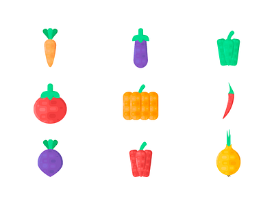 Summer vegetables icons adobe apple carrot character cherryblossom flat flat design food food and drink fruit icons fruits icon illustration illustrator lemon logo tomatoe tomatoes vector webdesign