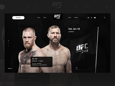 "UFC 246" - MCGREGOR vs COWBOY Website/UI Con animation app concept conor mcgregor design logo mcgregor ufc ui ux web webdesign website