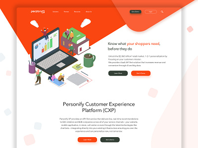 Personify XP ai computer customer experience e commerce frontpage home page marketing personalisation shopping start page web design website