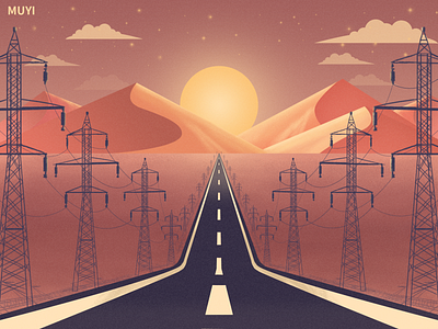 Desert road design illustration ui 插图 设计