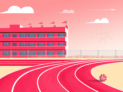 Corner of campus app design illustration pink school track ui 插图 设计