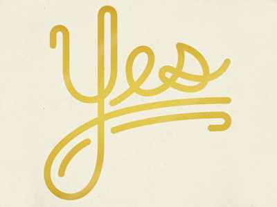 Golden Yes gold lettering type
