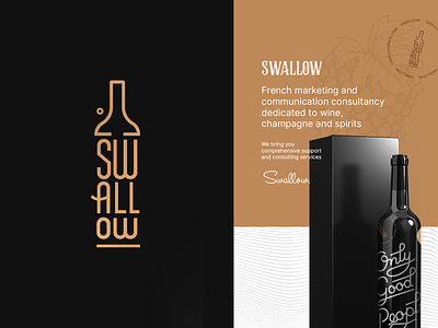 Swallow Logo black and gold bottle branding clean design gold icon logo logodesign logotype luxury typography vin wine