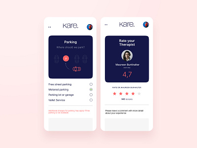 KARE - Parking Screen clean design massage mobile parking rate ui user experience