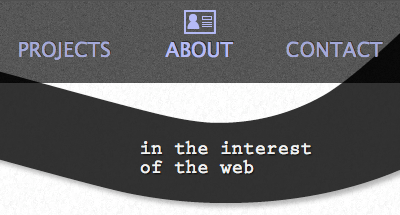 ABOUT:hover css3 grey icon navigation opacity text shadow