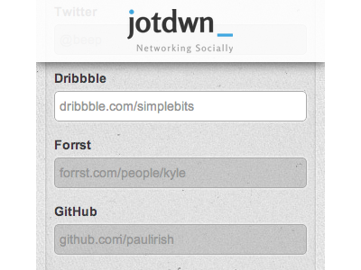 jotdwn homepage dribbble form forrst github homepage network