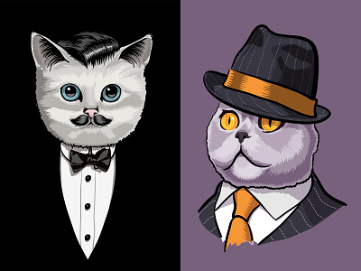 Cats cartoon cat comics gangster gentleman illustration tuxedo