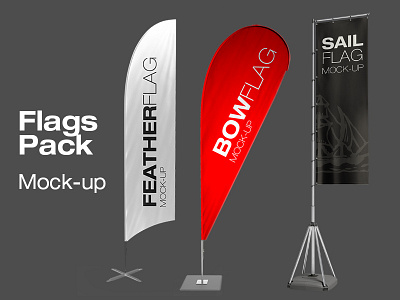 Flags Pack Mock-up banner beach display event feather flag pole sail trade wind