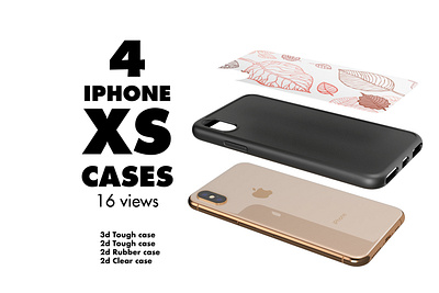 4 iPhone XS Cases Mock-up 3d printing apple banner branding case corporate design display illustration iphone landscape portrait preview protection smartphone