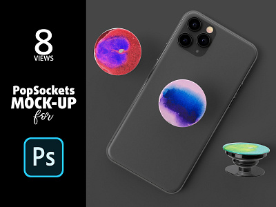 PopSockets Mock-up 3d printing apple case illustration iphone landscape portrait preview protection smartphone