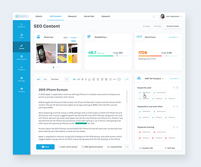 Dashboard Design for Content Marketing Platform dashboard ui user inteface