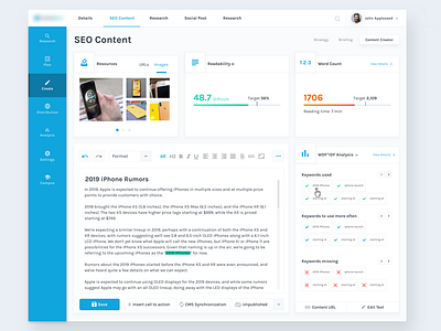 Dashboard Design for Content Marketing Platform dashboard ui user inteface