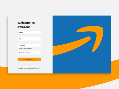 Daily UI 001 - Amazon Sign Up amazon app design colorful daily ui dailyui flat iphone x minimal mobile redesign ui uidesign web web design