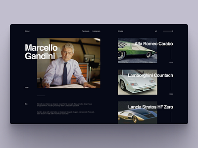 Marcello Gandini Concept Site cars composition gandini graphic design typography web