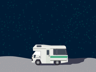 night out adventure camper camper van illustartion night stars