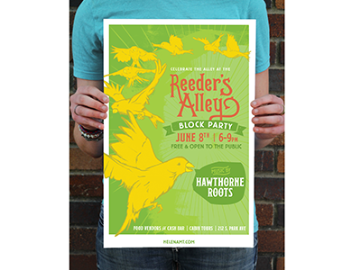 Reeders Alley Block Party Poster event poster gig poster hand drawn illustration poster design screen printing