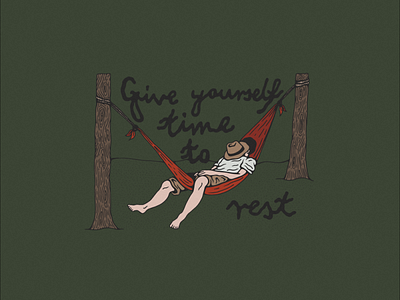 Give yourself time to rest branding design flat hand drawn hand lettering illustration