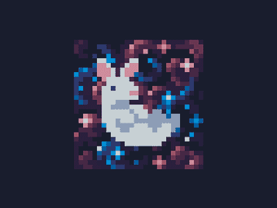 you have been visited by a space bunny character design design digital art easter easter bunny gamedev illustration pixel art retro space