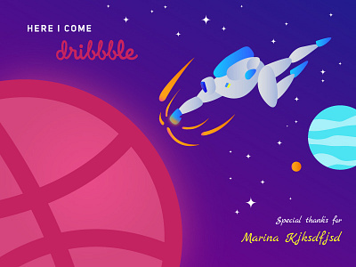 Cheers Dribbble! debut hello planets space stars