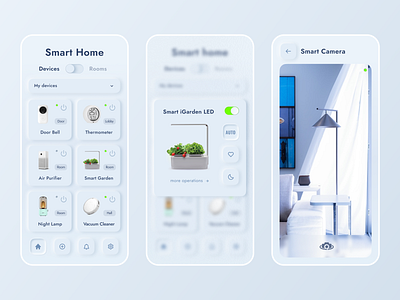 Smart home app Skeuomorph app camera clean dailyui design device dribbble home iphone neomorphism popular popular design skeuomorphic skeuomorphism smart smarthome ui uiux ux