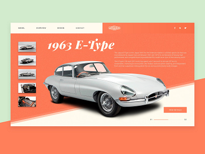 Jaguar Car Website 1963 car classic clean design dribbble e type jaguar landing popular retro retrocar ui ui design uiux ux uxui web web design website