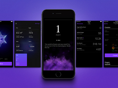 The Invisible Dragons apple black dragon game ios iphone numbers purple smoke typography ui violet