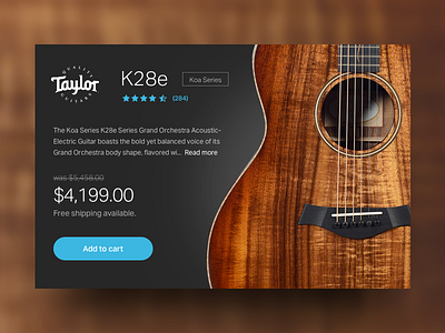 Day 002 - Product Card (w/ Sketch file) card cart daily100 day002 e commerce ecommerce free guitar product widget