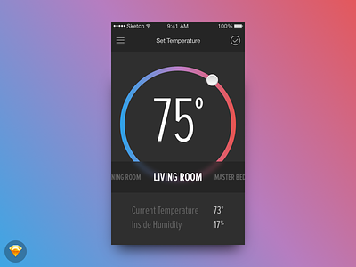 Day 020 - Thermostat Widget (w/ Sketch File) app daily100 day020 freebie mobile sketch temperature thermostat widget