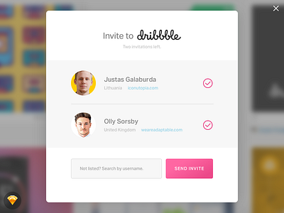 Day 021 - Dribbble Invitation Modal (w/ Sketch File)