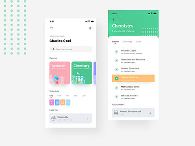 Monitor your Learning Course app card clean course design illustration learning management app online course school school app ui