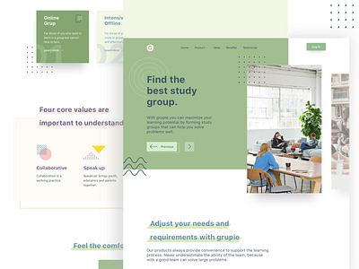 Groupie - Study Club Landing Page card clean design landing page landing page concept study team ui design website