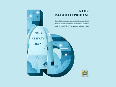 B for Balotelli Protest balotelli character color design football footballplayer illustration mancity mcfc people soccer vector