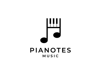 Pianotes Logo abstract brand branding clever company dual meaning identity keyboard lines logo mark music music notes notes piano play smart symbol