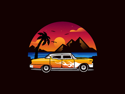 Classic Vintage Car beach car classic design icon illustraion mountain old retro retro logo summer vechile vector vintage