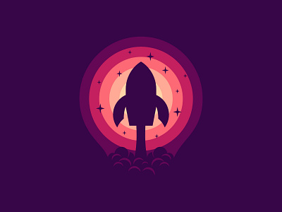 Rocket branding flight flow fly galaxy gradient illustration logo mars moon rocket simple sky smoke soft technology up vector