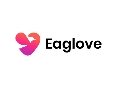 Eaglove bird branding eagle fly geometric heart illustration logo logo mark logotype love mark modern logo phoenix symbol valentine wings