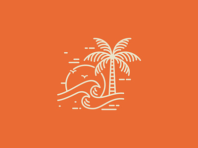 Palm Beach badge beach brand branding icon illustration island logo mark ocean outline palm retro sea simple sun sunset tree vintage wave