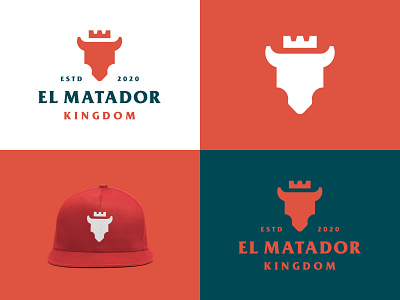 El Matador Kingdom animal badge branding buffalo bull company cow crown design head horn illustration king logo mascot matador queen simple spain strong