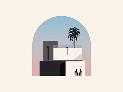 Modern House architecture beach branding building design holiday home hotel house icon illustration logo minimalist palm real estate simple tree