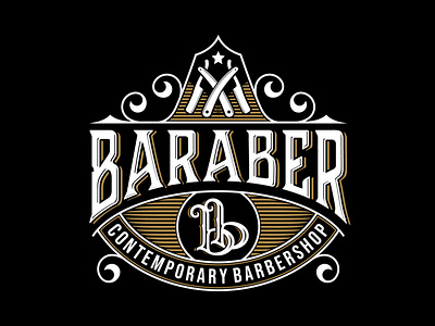 Baraber Logo - Brand Identity badge barber barbershop gentlemen haircut icon identity illustration logo logo mark mark monogram salon symbol typography