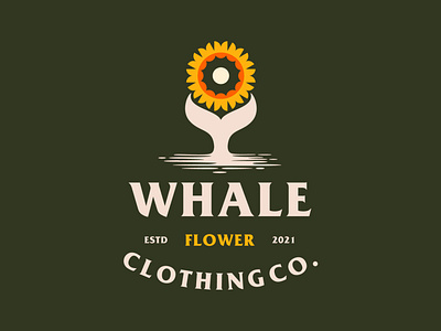 Whale Flower botanical branding fish flower flower icon flower logo garden identity illustration logo mark modern nature ocean sea whale
