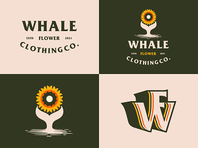 Whale Flower branding design fish flower flower logo garden identity illustration logo logotype mark modern monogram nature ocean sea typography whale whale logo