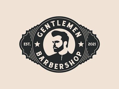 Gentlemen Barbershop badge badgedesign barber barbershop bearded branding design gentlemen haircut identity illustration logo logotype mark men shave typography vintage