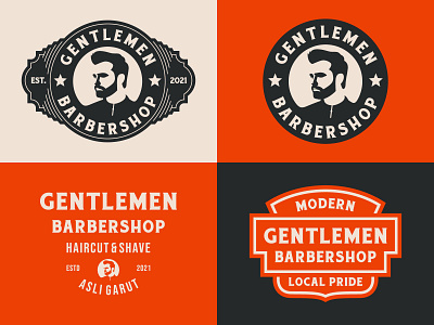 Gentlemen Barbershop Identity badge badgedesign barber barber logo barbershop logo bearded branding design haircut identity illustration layout logo men typography vintage vintage logo