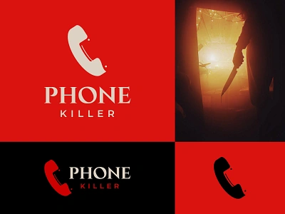 Phone Killer Identity brand branding call combination logo design dual meaning logo hatchet horror icon identity illustration knife logo phone simple symbol ui ux