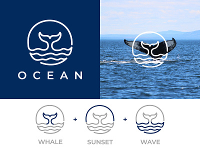 OCEAN animal brand branding design dolphin fish icon identity illustration logo nature ocean orca sea water wave whale