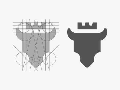 Bull animal bison branding buffalo bull clothing cow crown design grid head horn icon king logo luxury mark queen salon symbol