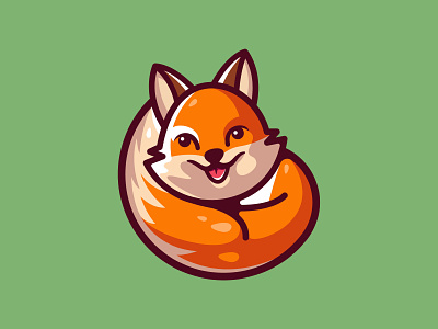 Cute Fox branding cartoon cute design fox foxlogo icon identity illustration logo logo design mark mascot orange smile symbol