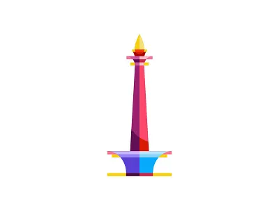 Monas architecture branding building city colorful design destination famous icon illustration indonesia jakarta landmark landscape logo mark monas monument skyline travel